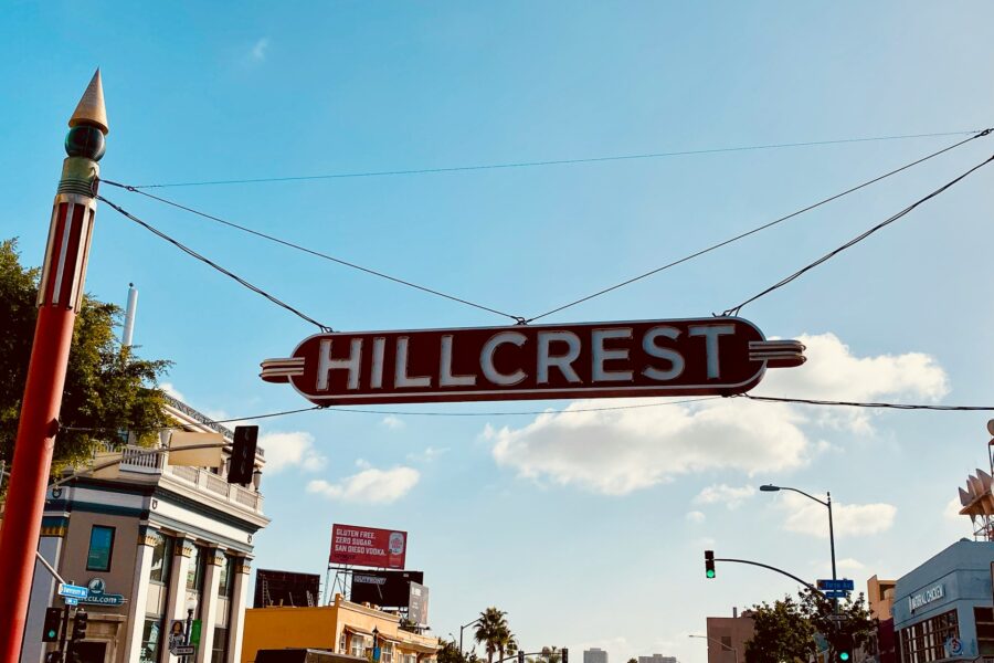 Iconic Hillcrest neighborhood sign in San Diego. Photo by Taylor Rooney on Unsplash.